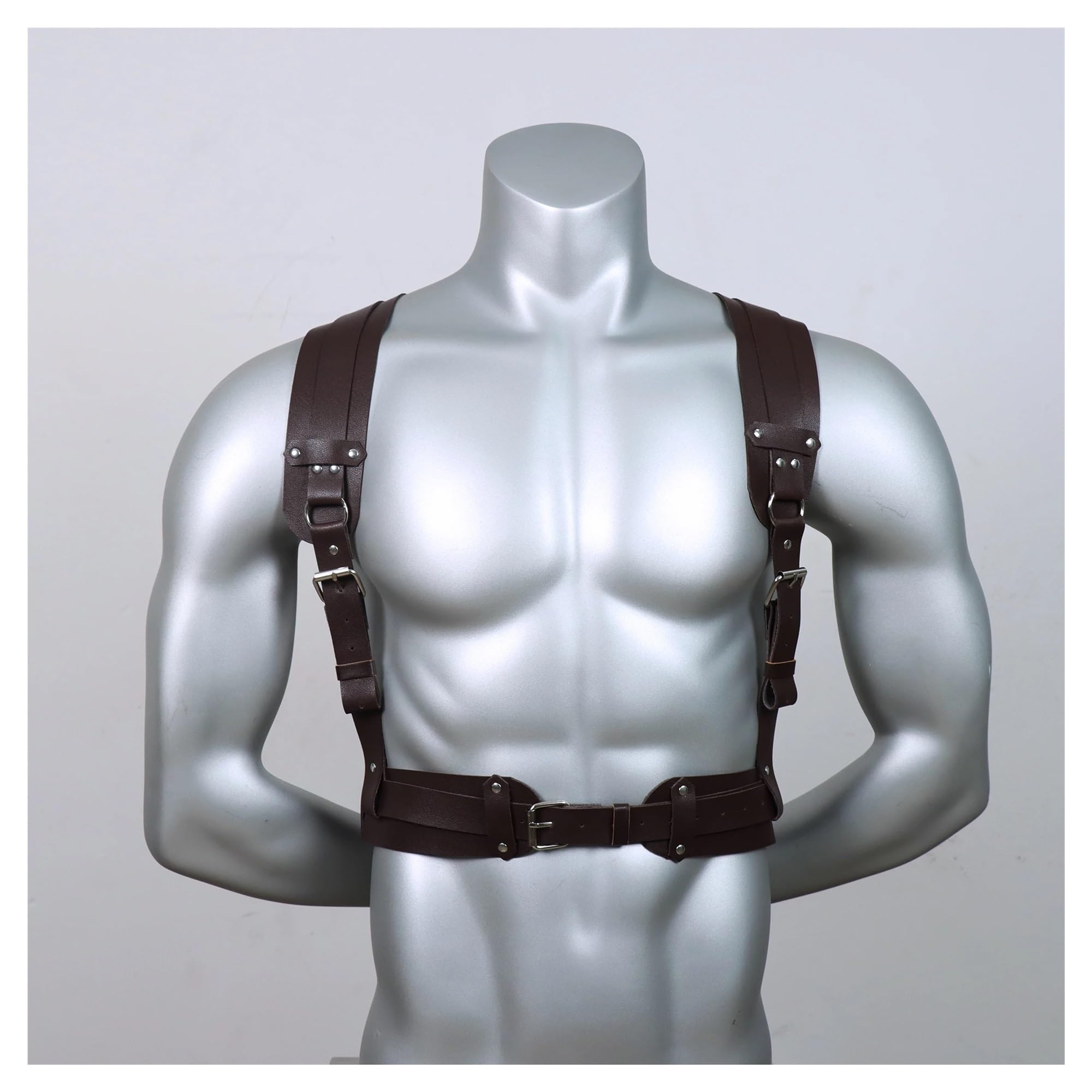 Amazon.co.jp: ヴィンテージレザーベストストラップブレース